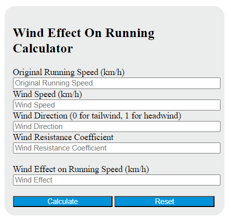 Wind Effect On Running Calculator - Calculator Academy